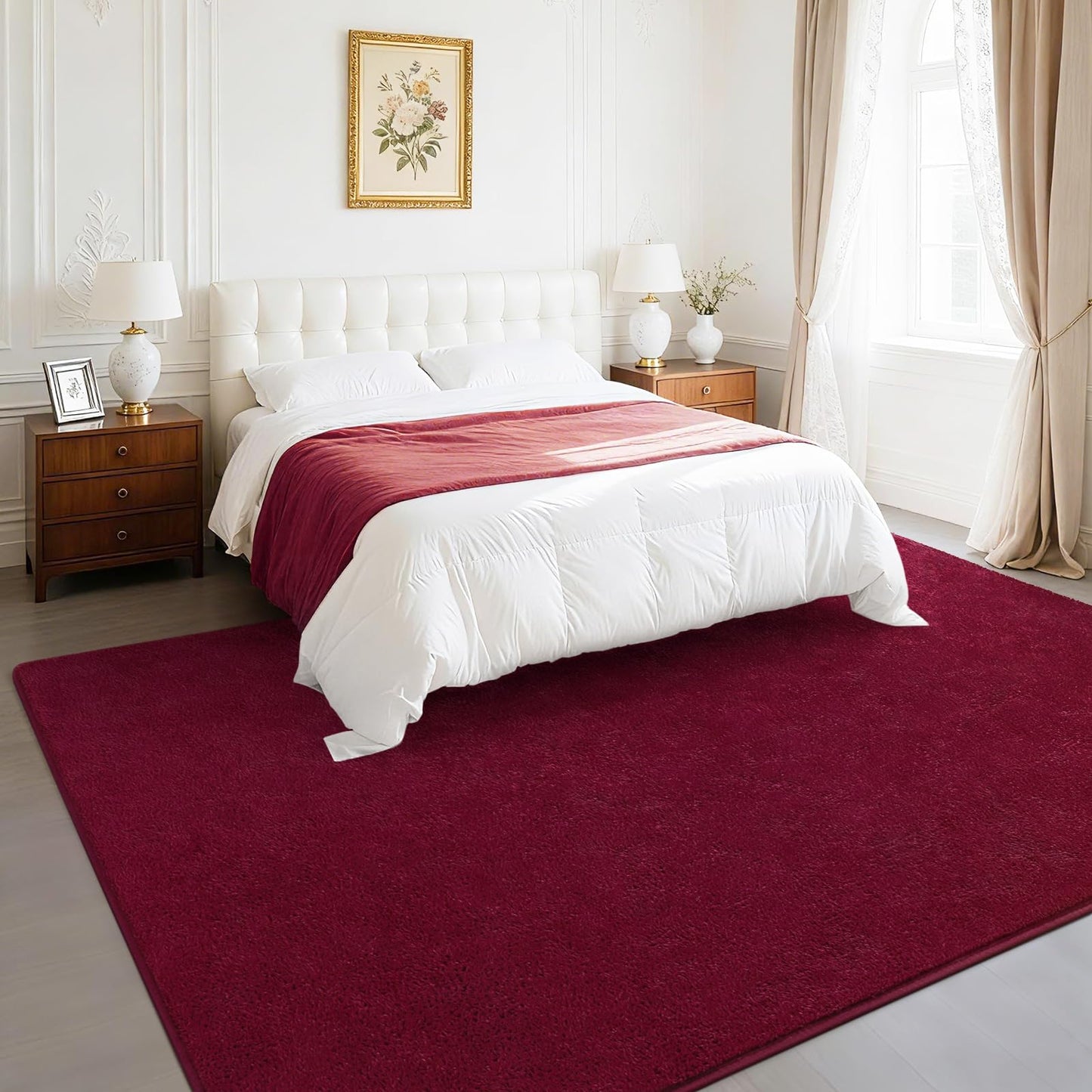B BENRON Soft Rugs for Living Room 5x7 Wine Red, Minimalist Area Rug for Bedroom Nursery Dining Table Dorm, Throw Rugs for Men Boys Girls Kids Room Indoor Floor Carpets