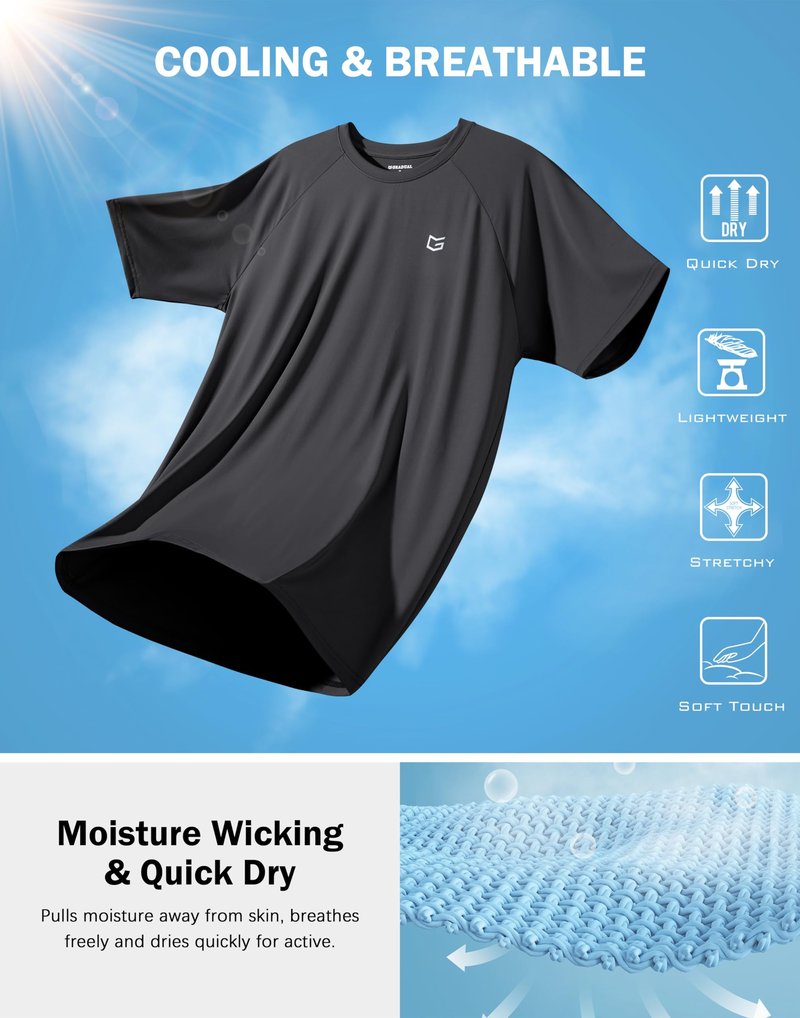 G Gradual Men's Athletic Workout T-Shirts Moisture Wicking Cooling Running Shirts Short Sleeve Performance Tee for Gym Tennis(Dark Grey,M)