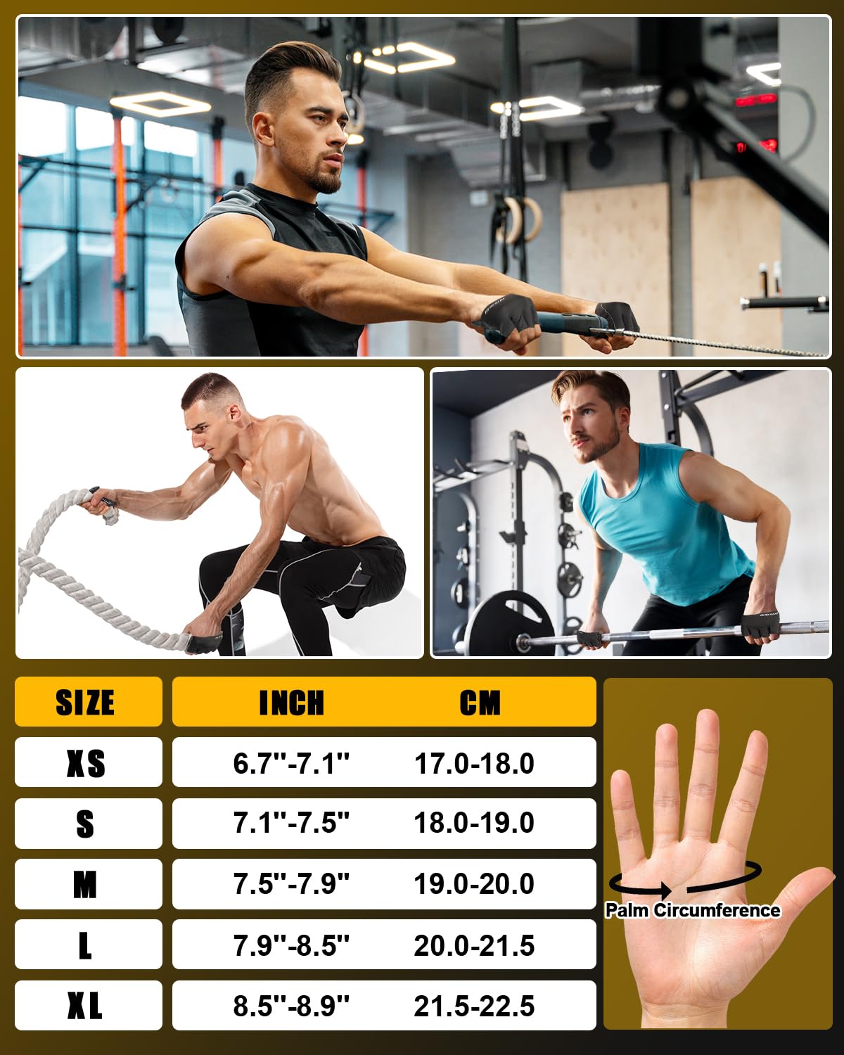RIGWARL Barehand Workout Gym Gloves Men Women, Minimal Weight Lifting Gloves with Grip Pad & Targeted Palm Protection, Breathable for Exercise Weightlifting Rowing Training Fitness Crossfit WODs