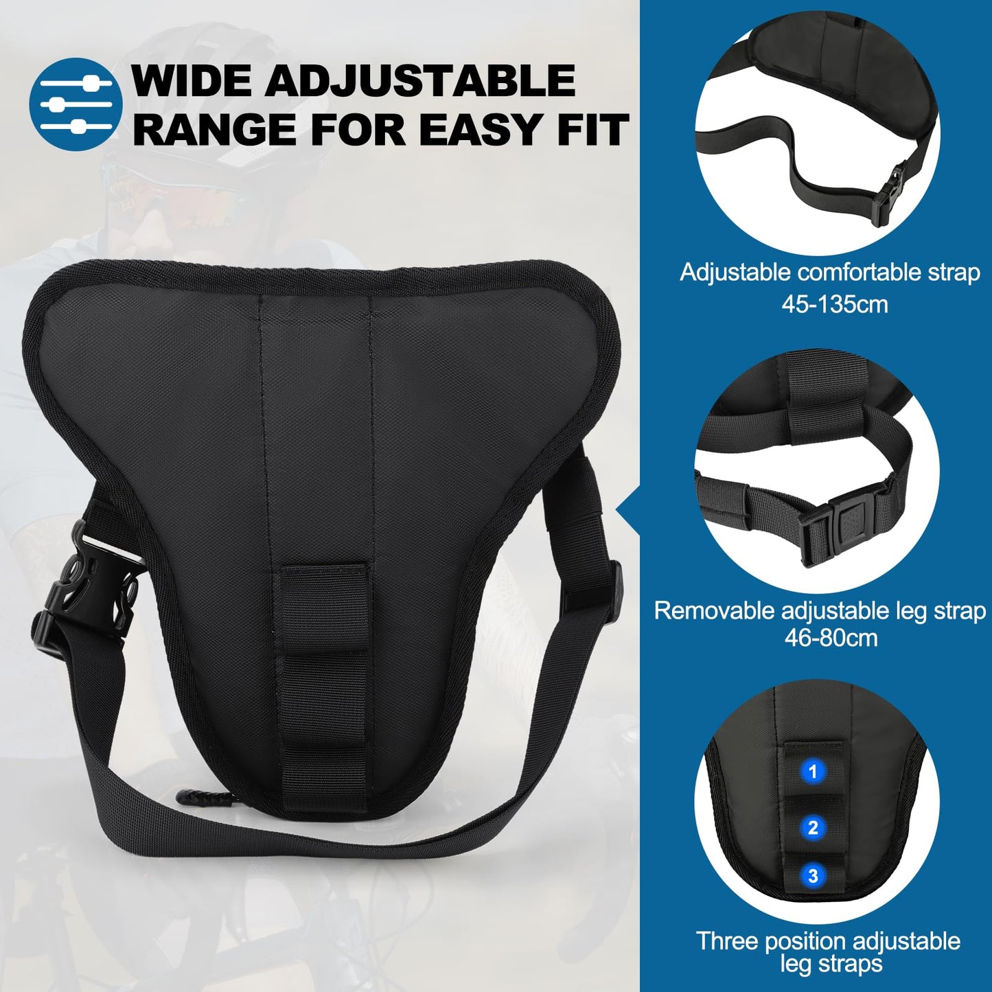 ISEYOU Thigh Bag, Motorcycle Leg Bag for Men Women, Drop Leg Bag with Removable Leg Straps, Multifunctional Gear Bags for Cycling Hiking Camping Fishing Travel Outdoor