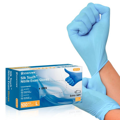 Nitrile Exam Glove, 3.5 mil Blue Disposable Medical Gloves Powder-Free Latex-Free, Extra Soft Multi-Purpose Nitrile Gloves 100pcs L Size