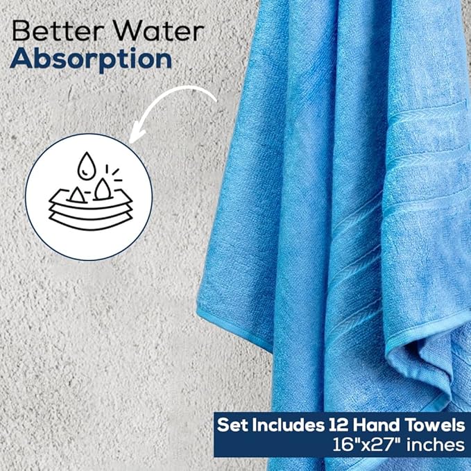 Simpli-Magic Cotton Hand Towels, 12 Pack, 16” x 27”