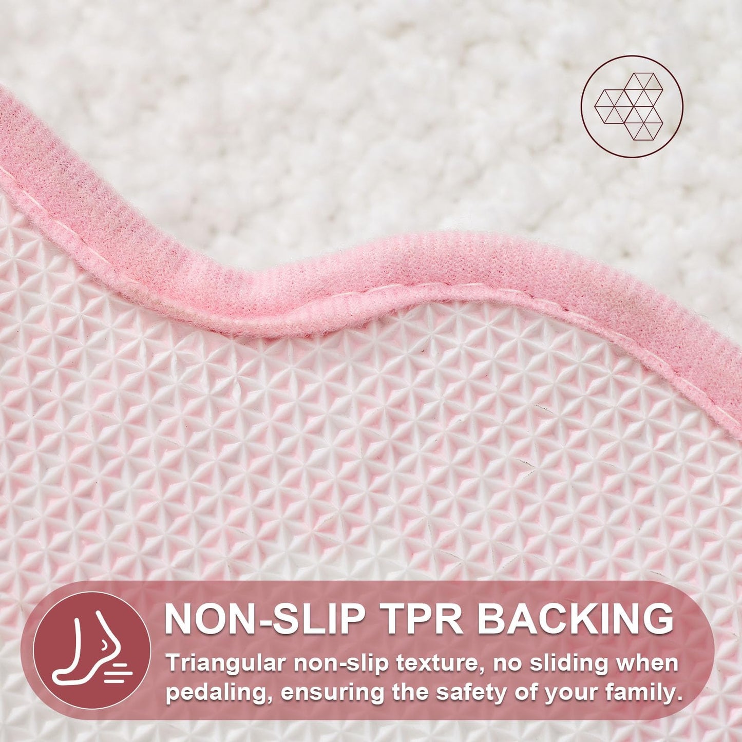 ORTIGIA Small Cute Scalloped Bath Mat, White and Pink Plush Microfiber Scallop Bathroom Rugs Non Slip Washable Quick Dry Absorbent, Bathmat for Shower Stall Vanities Kitchen Floor Entrance, 17x24