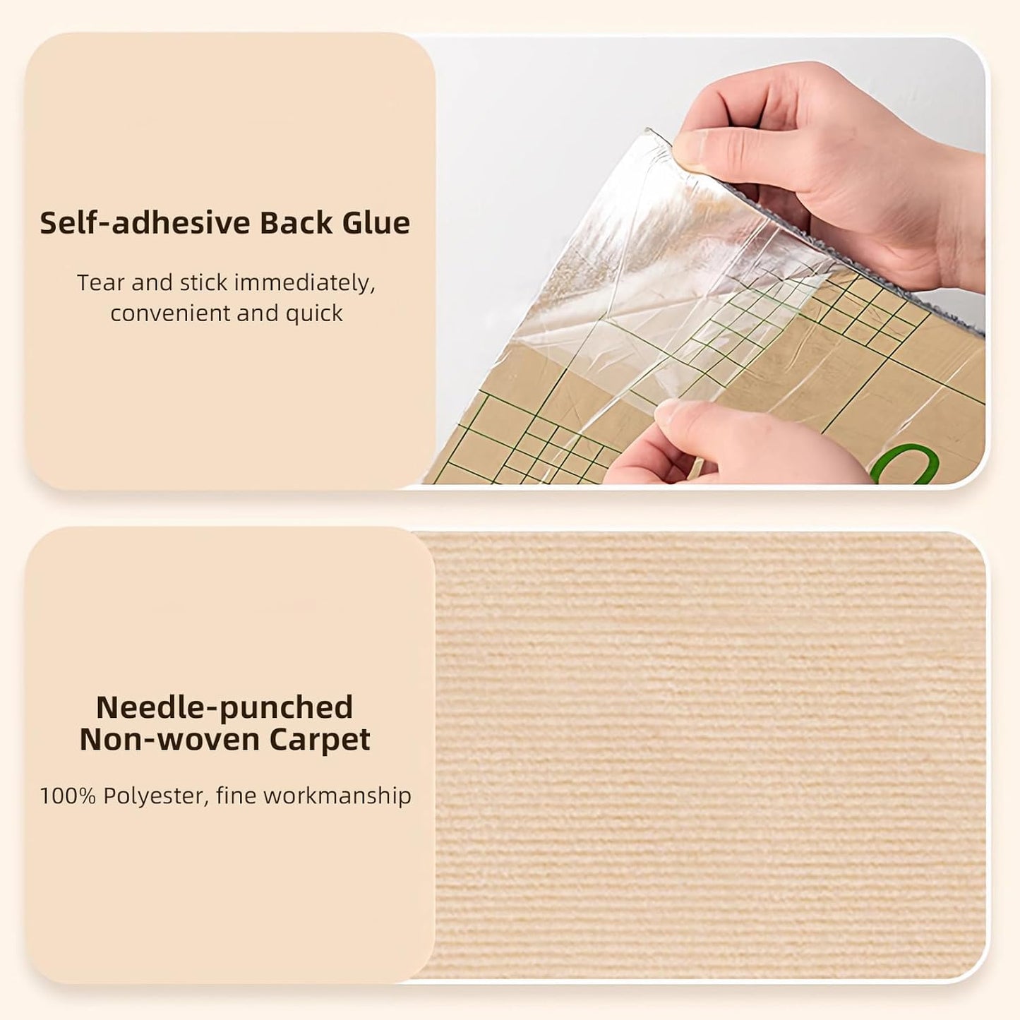 10pcs 24"x24" Peel and Stick Carpet Tiles, Self-Adhesive Floor Squares with Extra Soft Pad, Easy DIY Installation for Bedroom, Living Room, Office, Rentall