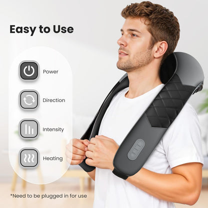 COMFIER Shiatsu Neck and Shoulder Massager,Gifts for Mom Dad,Deep Kneading Massage Pillow with Heat, Back Massager, Pillow Massage, Black