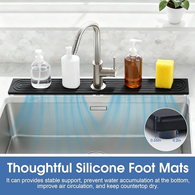 24 Inch Kitchen Sink Splash Guard, Sink Splash Guard Behind Faucet, Silicone