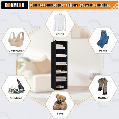 Hanging Closet Organizer and Storage 6-Shelf, Easy Mount Foldable Hanging