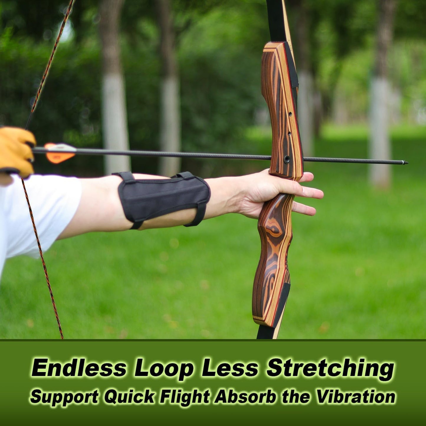Deerseeker Archery Bowstring Set with 2 Nocking Points Dacron Recurve Bow String Replacement 12, 14, 16 Strands for Traditional Longbow Bow Shooting 48-70 inches（Brown, 1pcs ）