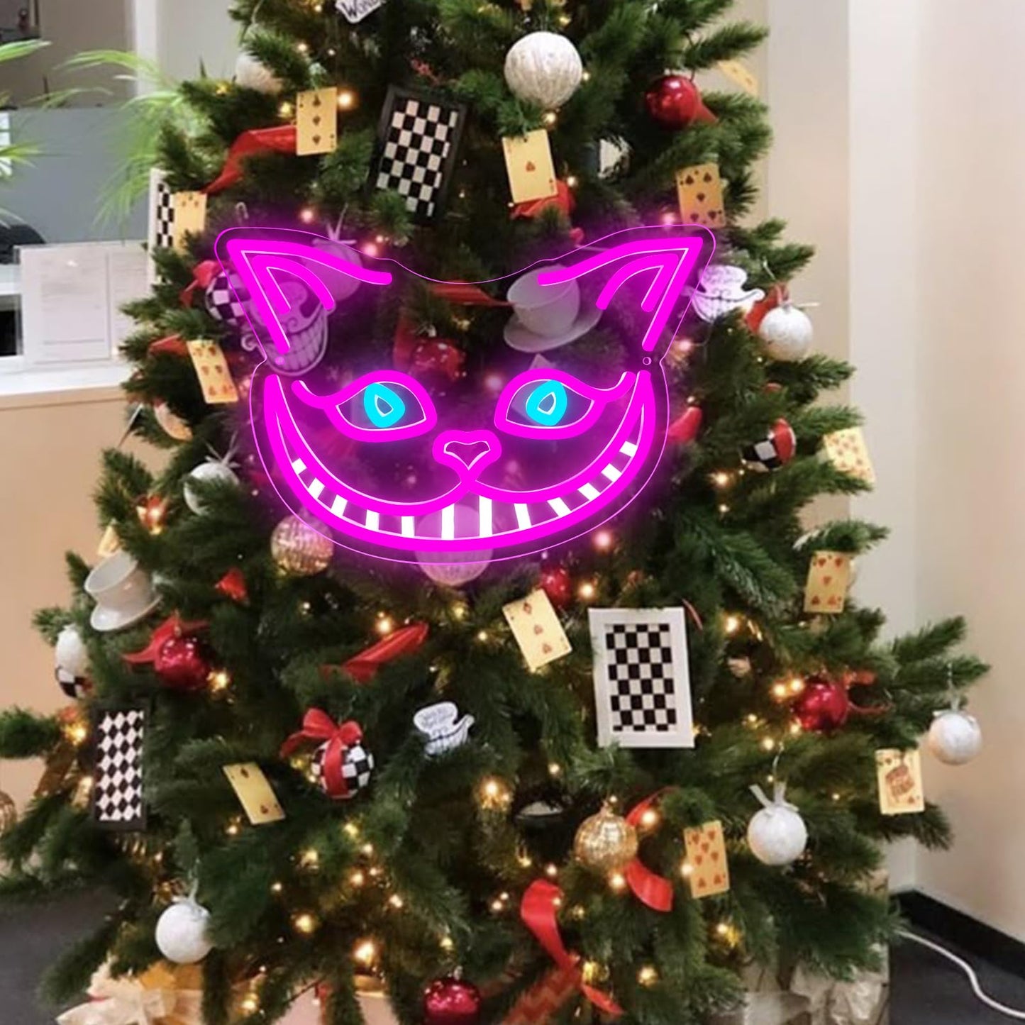 Vivafurn Cheshire Cat Neon Sign Alice in Wonderland Decor Light Up Sign,Smile Cat Neon Light for Wall Decor,Bedroom,Tea Party,Birthday Gifts,Bar Home Dorm Decorations