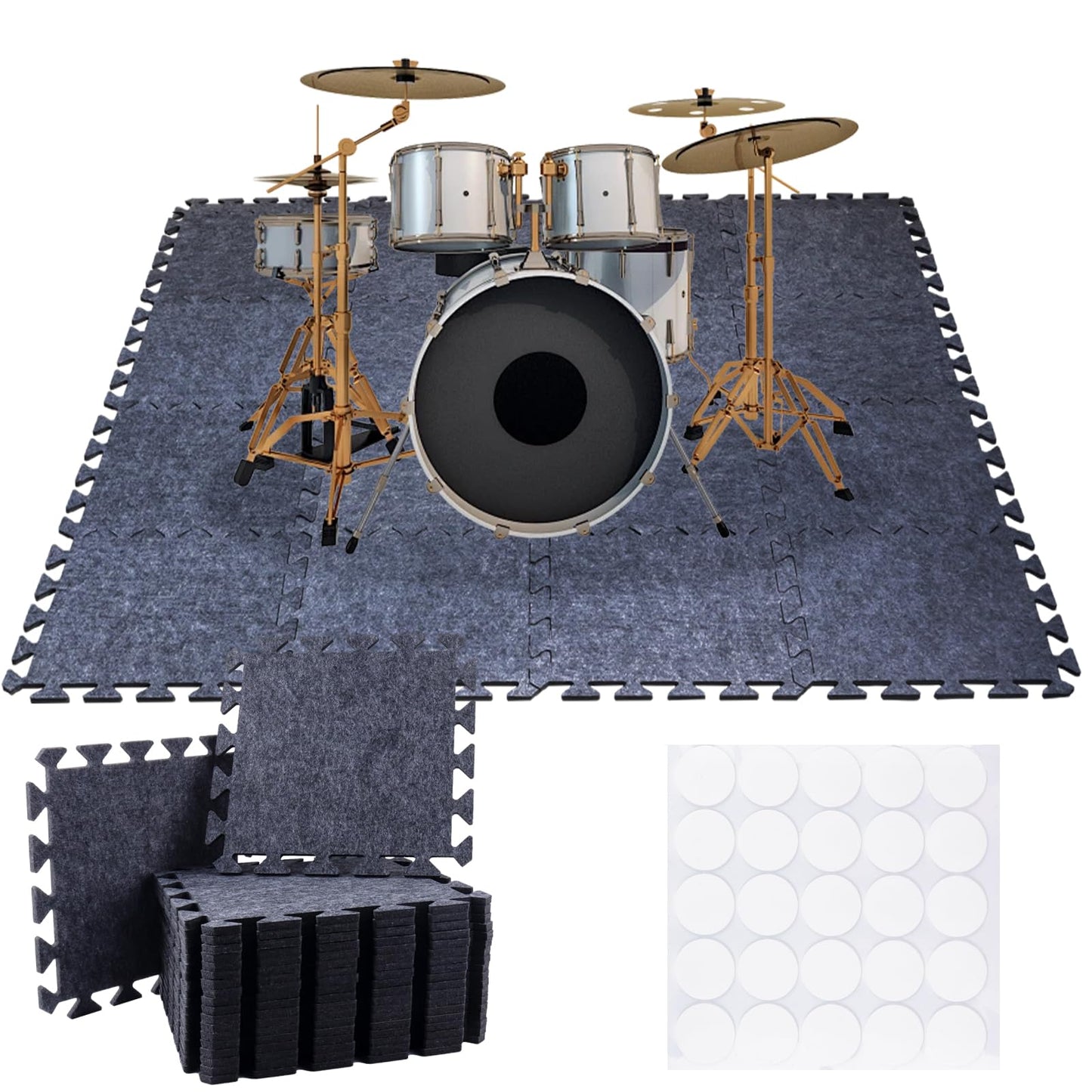 16 Pieces Thick Sound Absorbing Interlocking Floor Mats, High Density Piano Carpet Drum Rug, Non-Slip Anti Vibration Soundproof Pads Acoustic Blankets for Music Studio