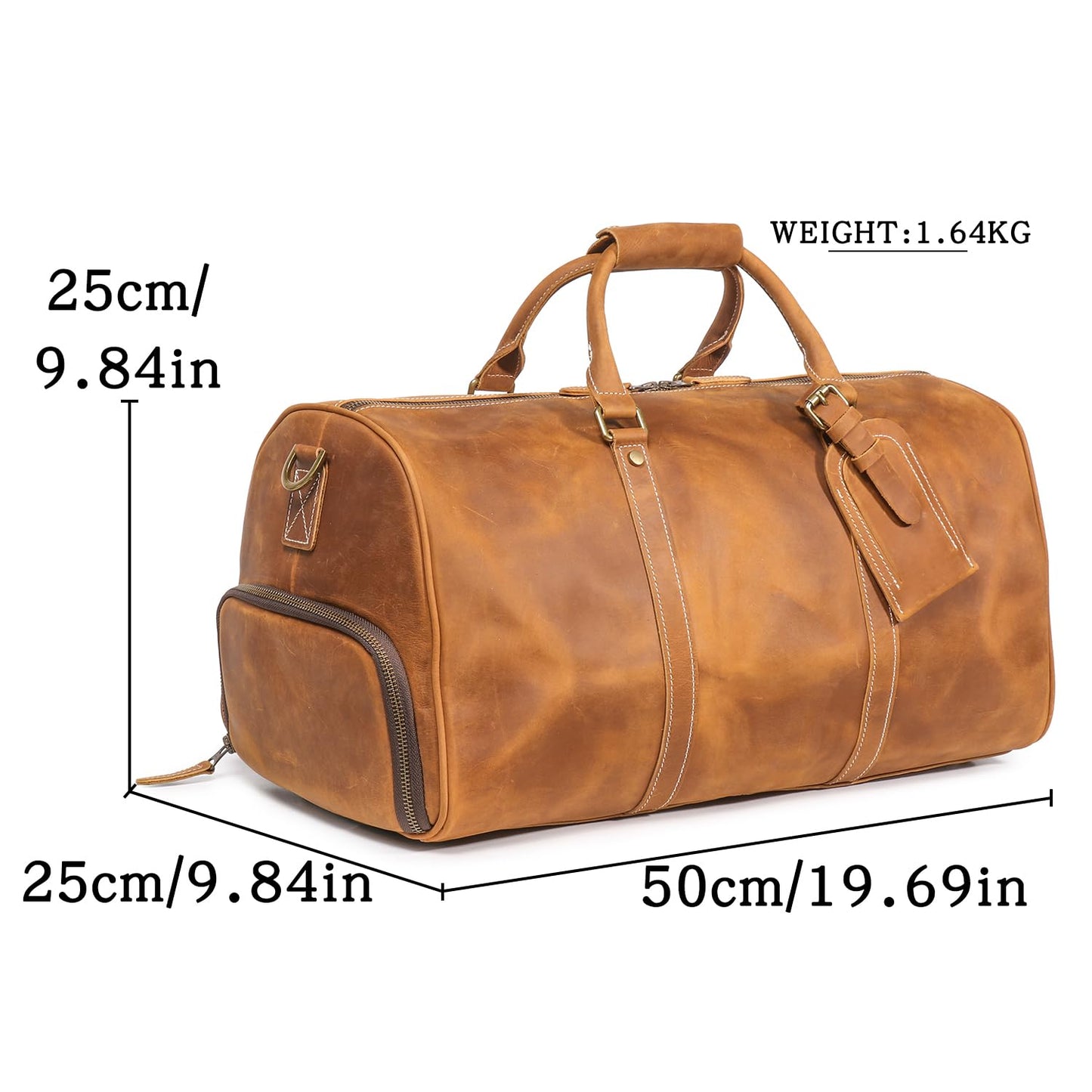 Luokir Mens Leather Weekend Bag Classic Leather Travel Duffel Bags YKK Zipper with Shoes Compartment Sports Vintage Travel Luggage Overnight Carry On Bags (Vintage Brown, 20 Inch)