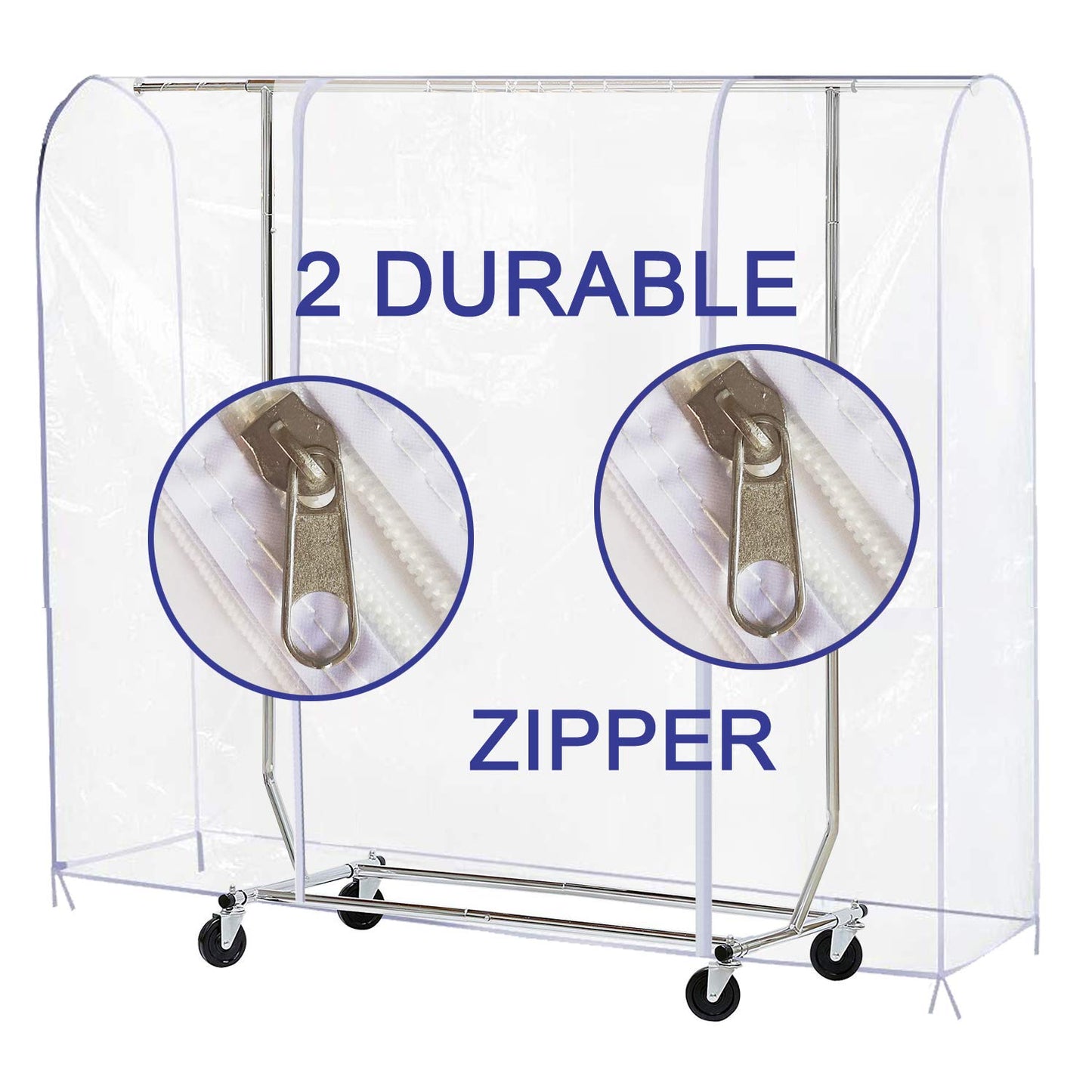 Ruibo Clear Garment Rack Cover Dustproof Clothes Rack Cover with 2 Durable Zipper/Clothing Waterproof Protector (L:71x20x60 inch)
