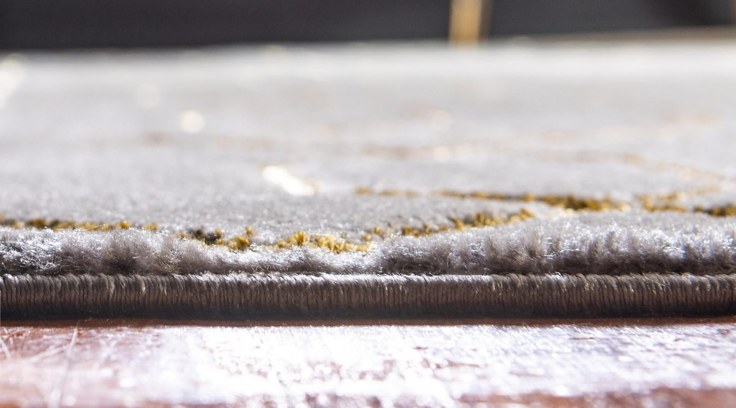 Rugs.com Glam Collection Rug – 5x8 Gray Gold Medium-Pile Rug Perfect for Bedrooms, Dining Rooms, Living Rooms