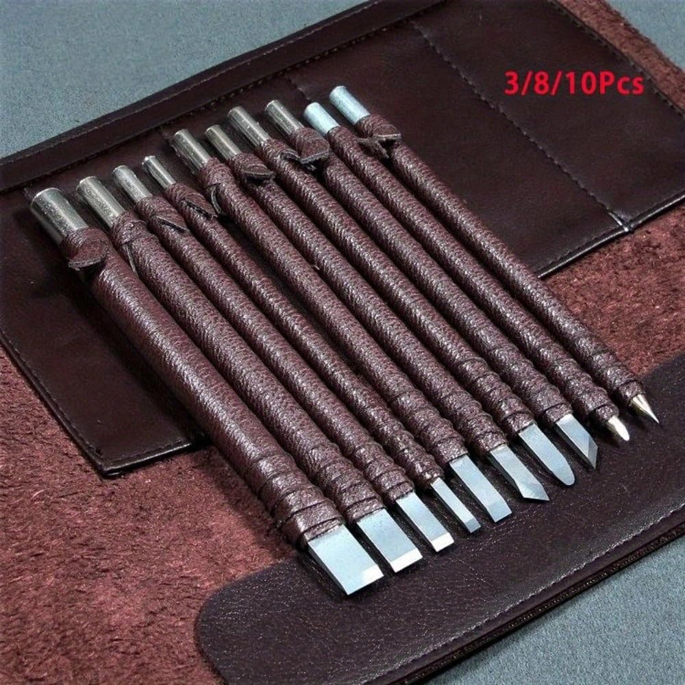 Professional 3Pcs Tungsten Steel Stone Carving Hand Tools Set Stone Carving Chisel Set Woodworking Carving Tool
