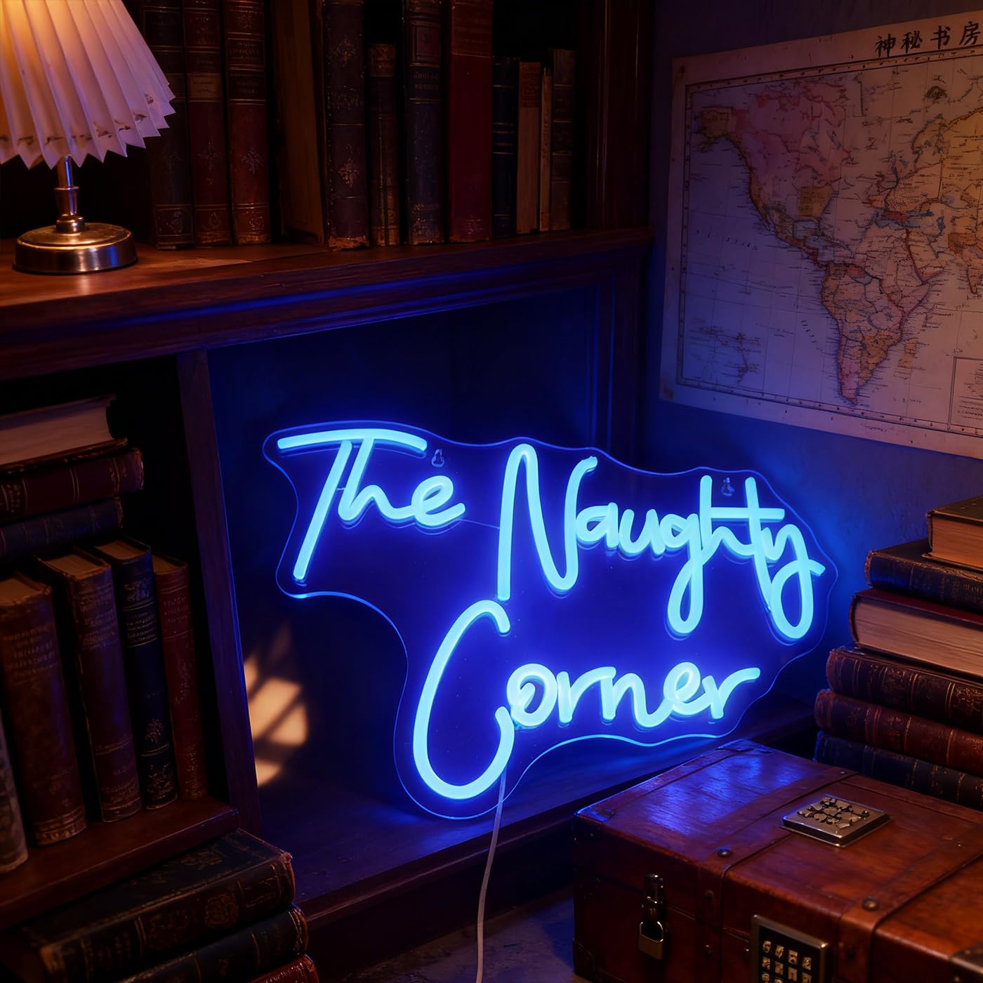 QiaoFei LED "The Naughty Corner" Neon Sign Word/Letters USB Powered Neon Lights for Girls Room Home Bar Art Wall Decor Party Window Living Room Decor Birthday Christmas' Gift(Blue)