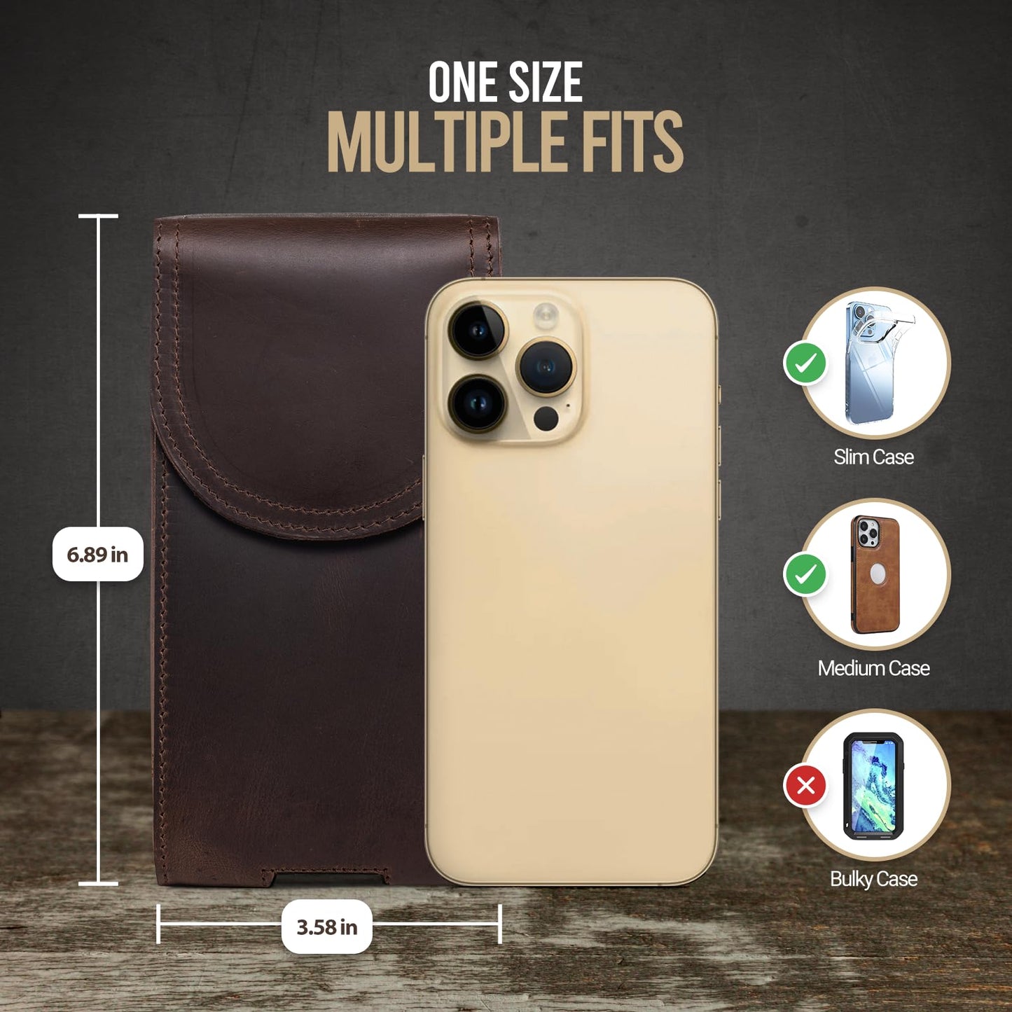 Hengwin Top Grain Leather Cell Phone Holster for Belt, Belt Pouch with Magnetic Closure Belt Clip/Loop, Phone Holder Belt Case Fit for iPhone 17 Pro Max 16 Pro Max Samsung Galaxy S26 Ultra (Coffee)