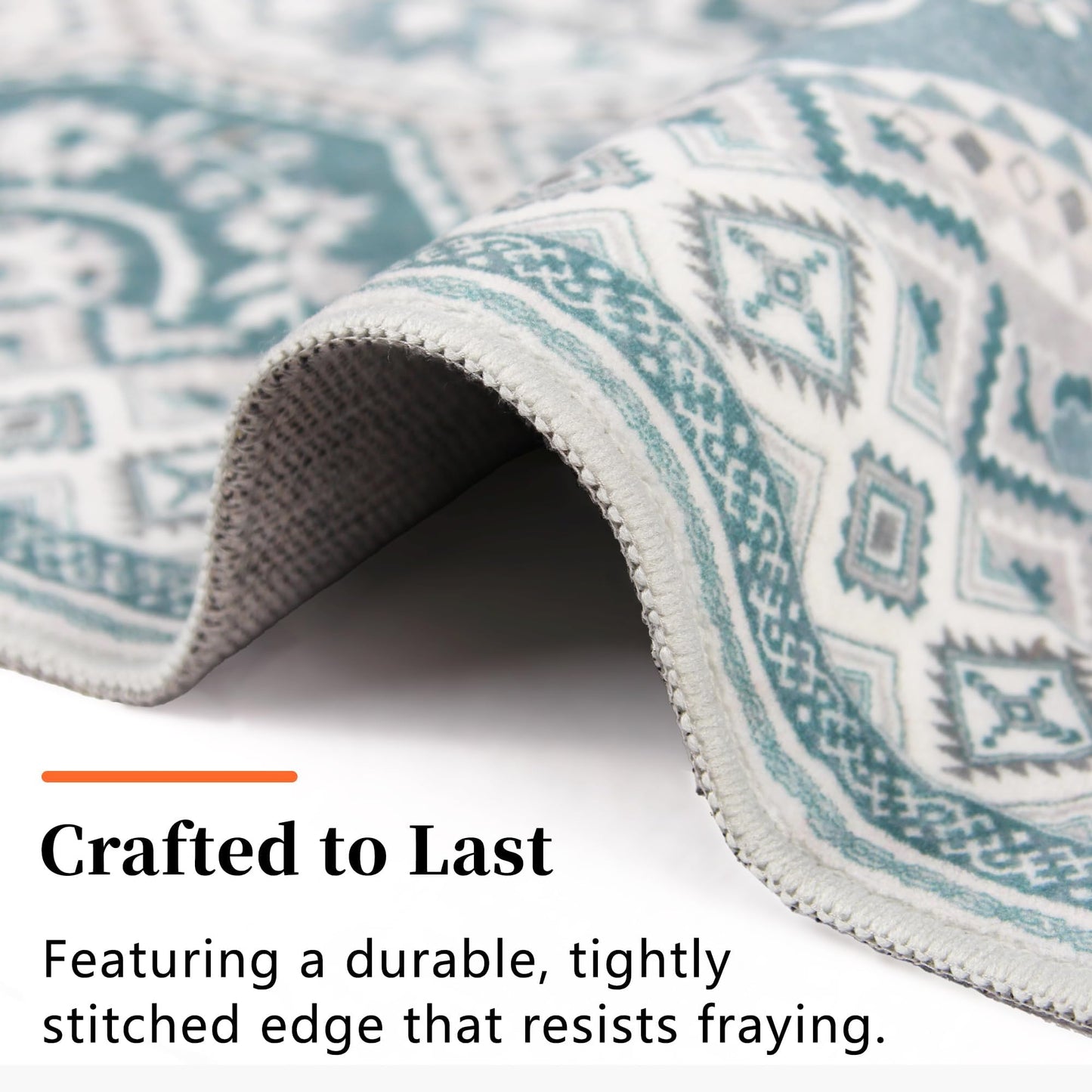 TTelephant 2x3 Washable Entryway Rugs, Soft Non-Slip Boho Moroccan Rug, Low-Pile Printed Indoor Teal Throw Rugs for Entrance, Kitchen, Bedroom Bedside- Teal