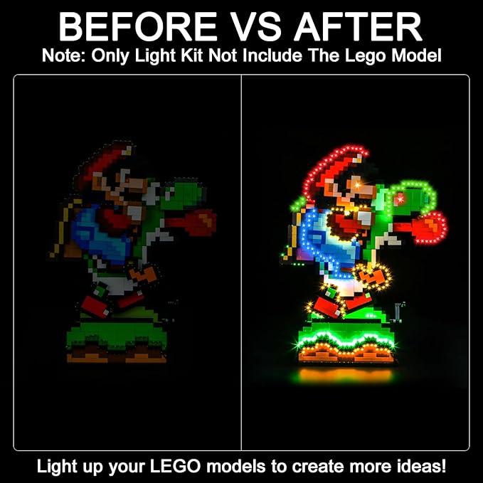 Upgraded Led Light Kit Compatible with Lego Super Mario World - Mario &amp Yoshi Building Set Music Version Compatible with Lego 71438 (Model Not Included)