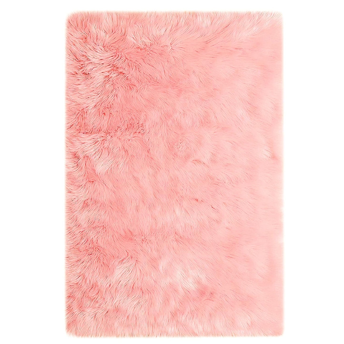 Goolela Pink Fluffy Fuzzy Rug for Girls Bedroom 3x5 Faux Fur Rug Furry Shag Bedside Carpet for Play Room Dorm Soft Plush Rectangle