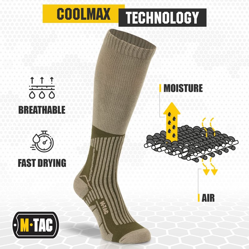 M-Tac Knee High Tactical Socks 2 Pack - Military Lightweight Coolmax Moisture Wicking Army Combat Socks (OCP, M)