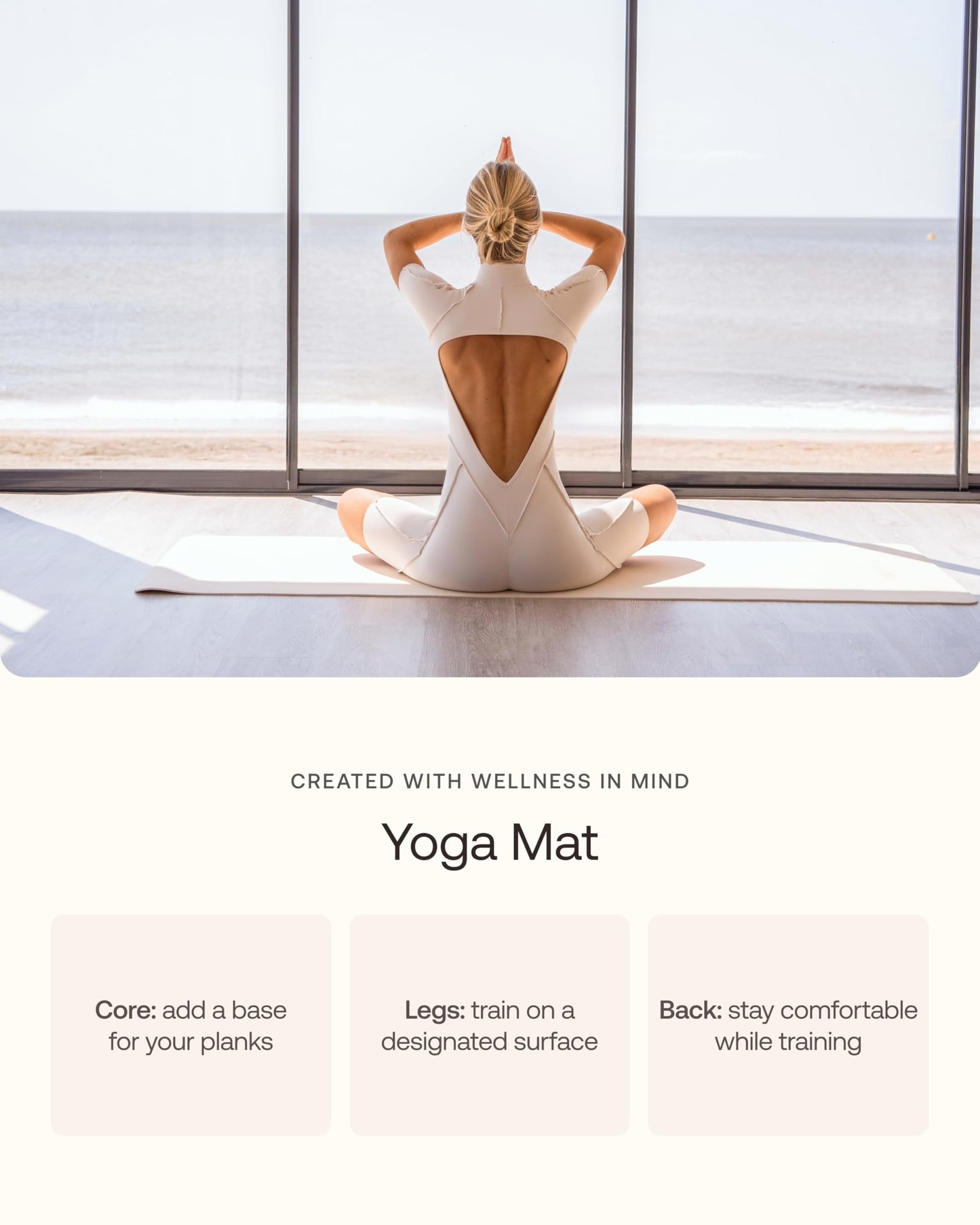 BetterMe Yoga Mat - Non-Slip Exercise Mat for Women - Cushioned Pilates Mat for Home Workouts, Stretching & Hot Yoga - Portable Fitness Mat with Strap (Ivory)