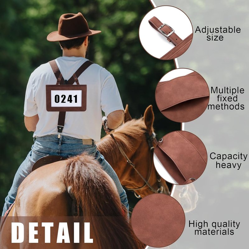 Horse Performance Number Holder - Leather Exhibitor Clip for Saddle | 2 Pcs for Shows & Events