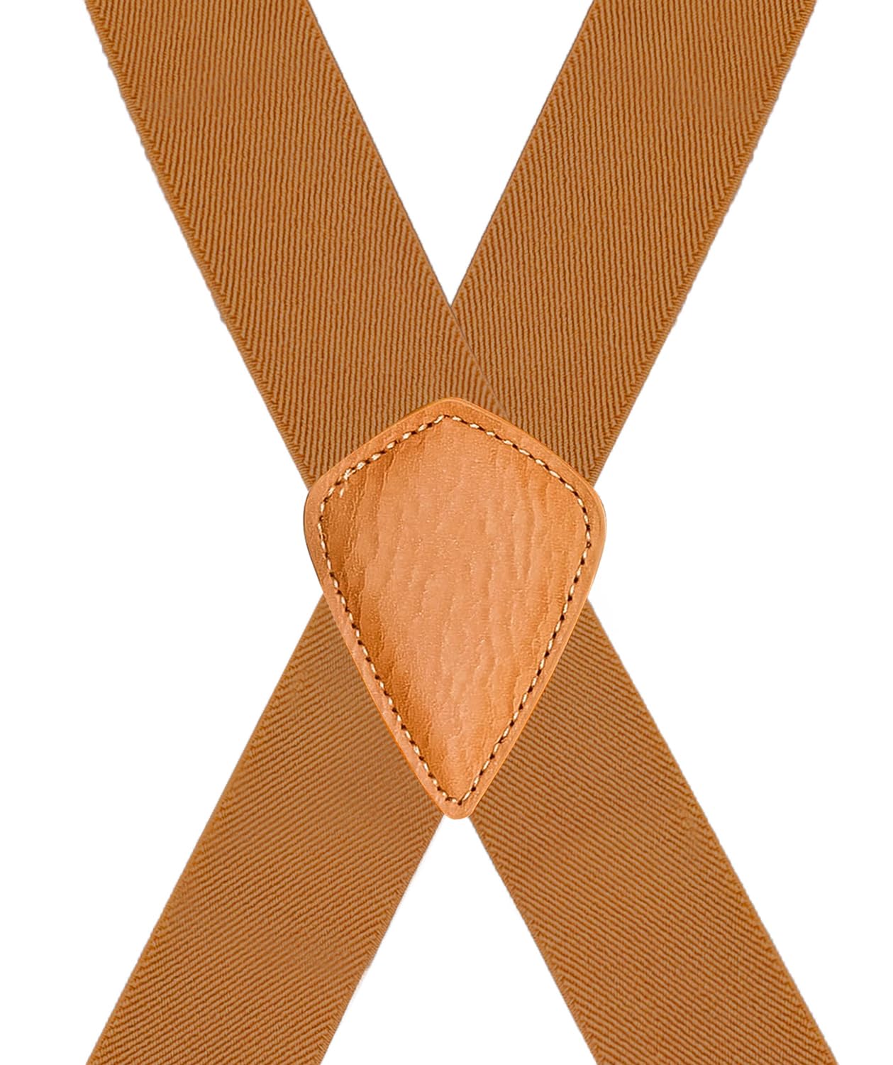 JRHEJTFZ Men's Suspenders 1.4" Wide Elastic X-Back Adjustable with 4 Metal Clips 43" Brown