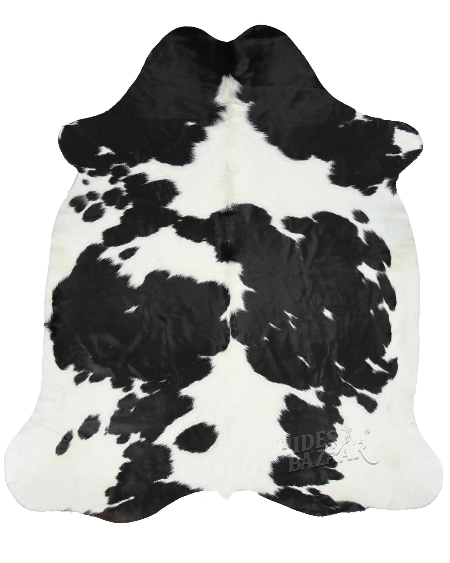 HIDES BAZAAR Black and White Area Rug Premium Cow Rug with Black & White Pattern for Home and Office - Classic Black and White Rug Made with Real Tanned Cowhide - Cow Hide Rugs 6x6-7 ft