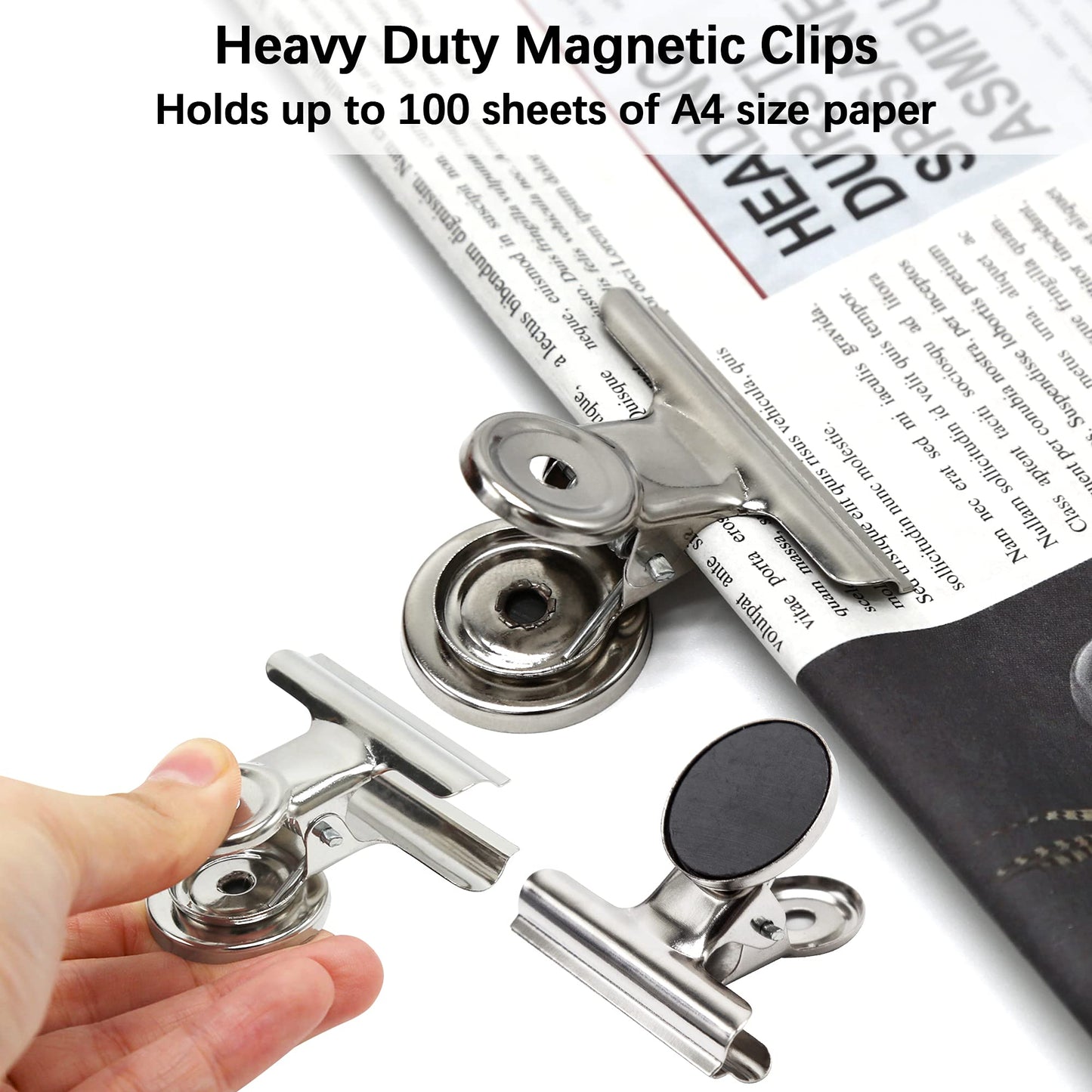 Magnetic Clips 2 inch, Heavy Duty Magnet Metal Clips for Refrigerator, 10 Pack Strong Magnet Clip for Cruise Cabins, Whiteboard, Fridge, Classroom