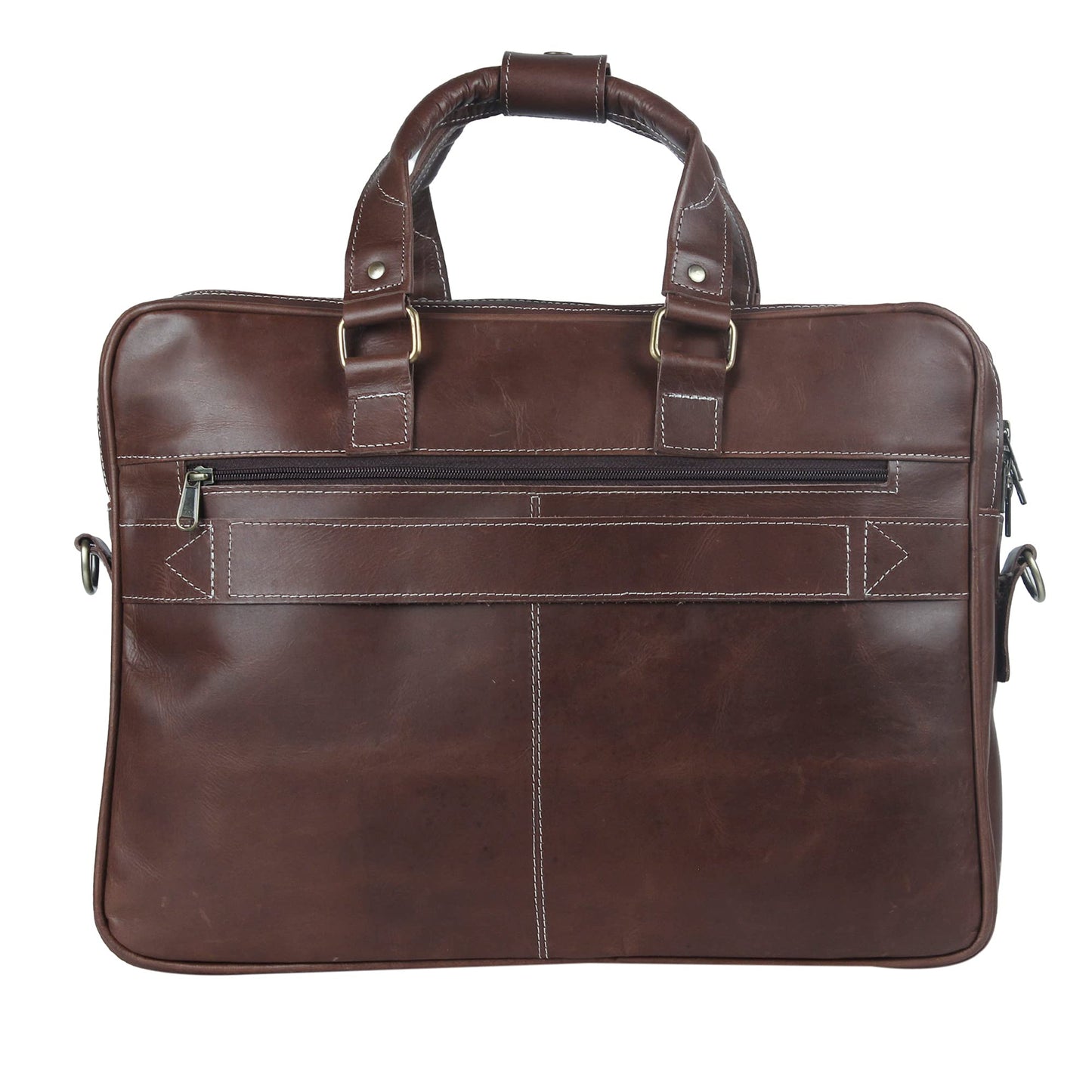 HULSH Genuine Leather briefcases for men 17 inches computer bag for men | Laptop/Work bag, Satchel for Business and Office (Brown Buff)