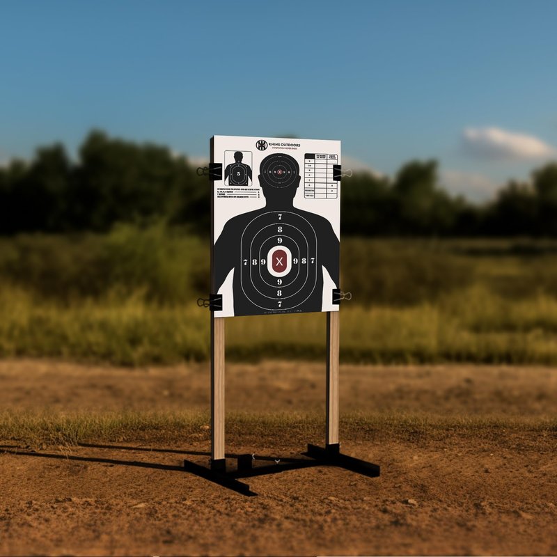 KNINE OUTDOORS Shooting Targets Paper, 23 x35 inch, Bulk for Hunting, Handguns, Pistols, Rifles, Silhouette with Red Bullseye, Black Design (25 Pack)