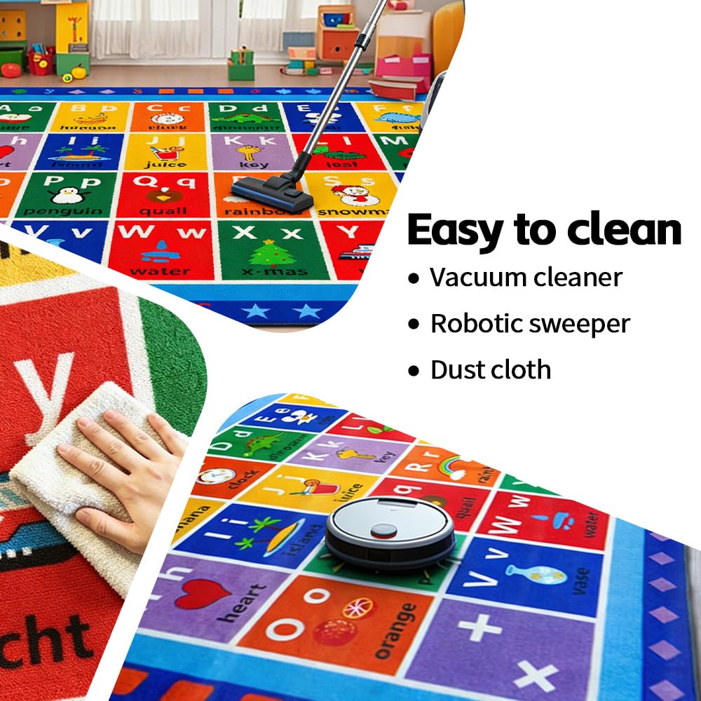AlaTyche ABC Classroom Rug, Large Classroom Rugs Elementary, Preschool&Daycare Rugs for Classroom,Learning Alphabet Educational Rugs for Kids Playroom, Nursery(8'7''x6'7'', Blue)