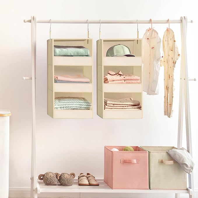GRANNY SAYS 3 Shelf Hanging Closet Organizers and Storage, Collapsible Closet
