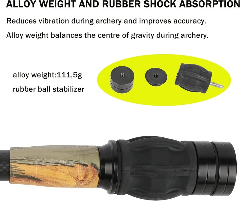 Archery Bow Stabilizer - Carbon Fiber Balance Bar with Damping System | 6", 8", 10", 12", 15" Options