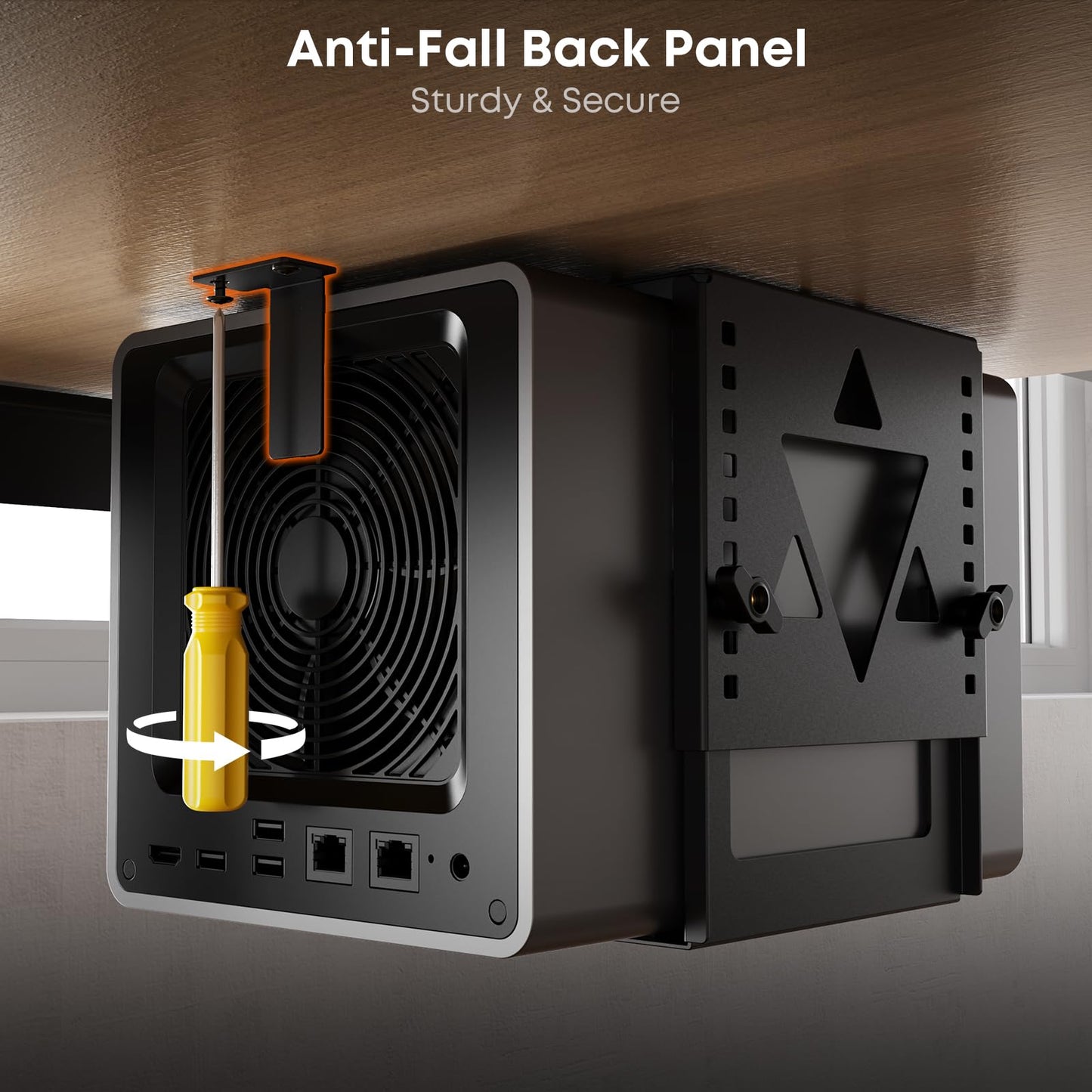 PUTORSEN Under Desk Mini PC Mount NAS Mount Bracket Holder, Height and Width Adjustable CPU Holder for Mac mini Desktop Computer, Mini PC, Small Form Factor Desktop Tower