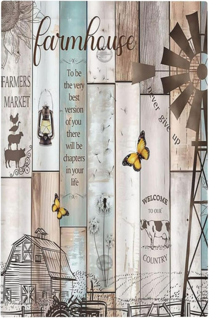 Rustic Western Farmhouse Windmill 1 Gang Decorative light switch plate Cover Vintage Barn Wooden Plank Inspirational Quote Blank Wall Plate No Device Switchplate Electrical Faceplate