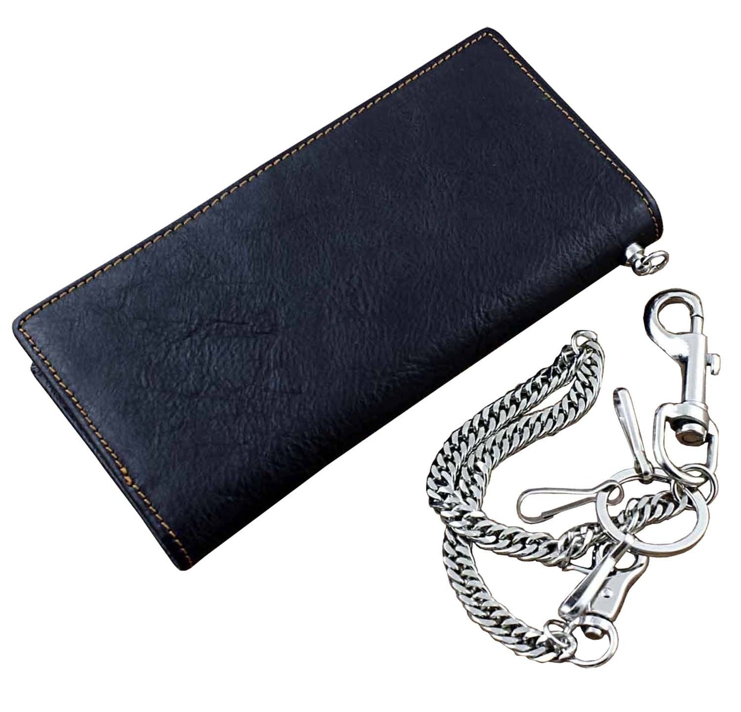 Real Leather Mens Biker Card/Money Long Wallet Purse W/Jeans Key Chain