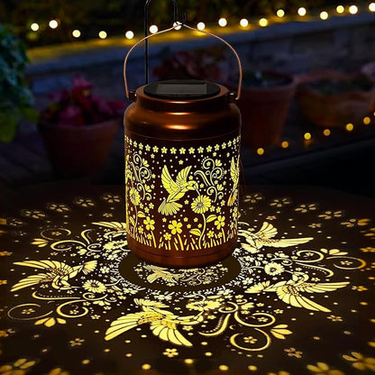 Solar Lanterns Outdoor Garden Decor- Solar Lights Waterproof Hummingbird Decorative Gifts for Women Mom Grandma Hanging Metal Lights Gardening Gift for Outside for Yard, Patio, Backyard, Farm