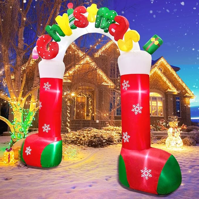 KOOY Giant 10 FT Christmas Inflatables Archway Outdoor Decorations, Merry Christmas Arch Blow Up Yard Decorations,Xmas Decoration for Holiday Front Yard Lawn Garden Winder Decor Christmas Decoration