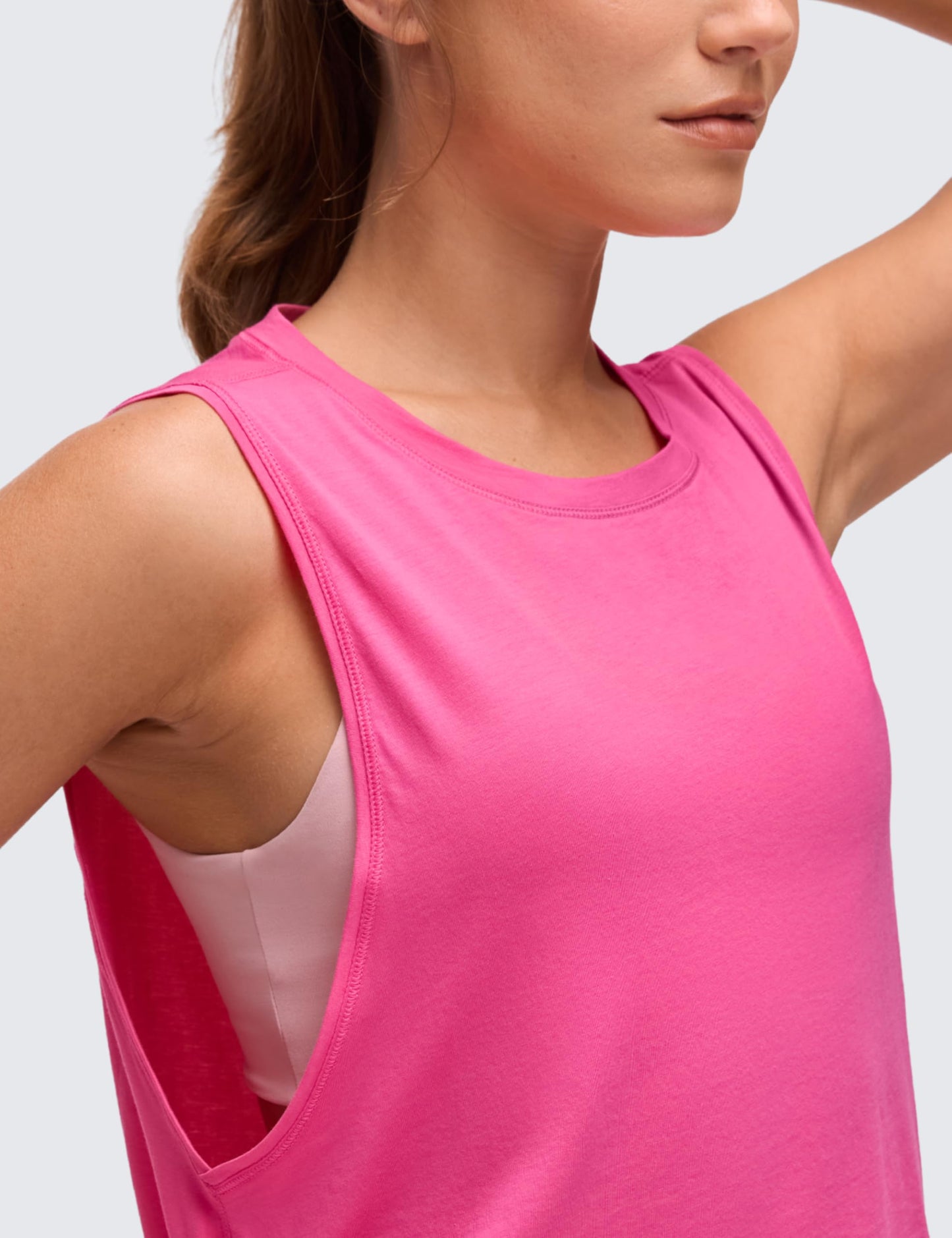 CRZ YOGA Pima Cotton Dropped Armhole Tank Sonic Pink X-Small