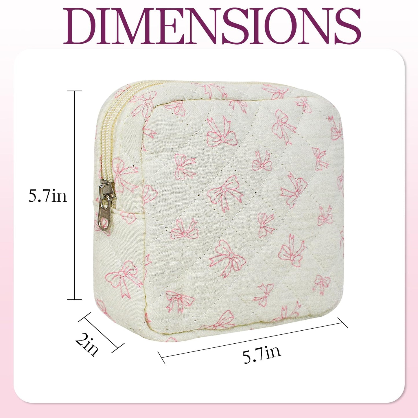 AMZMA Small Quilted Makeup Bag Mini Floral Pouch for Purse Cute Travel Toiletry Organizer Cotton Cosmetic Pouch with Slip-in Pockets