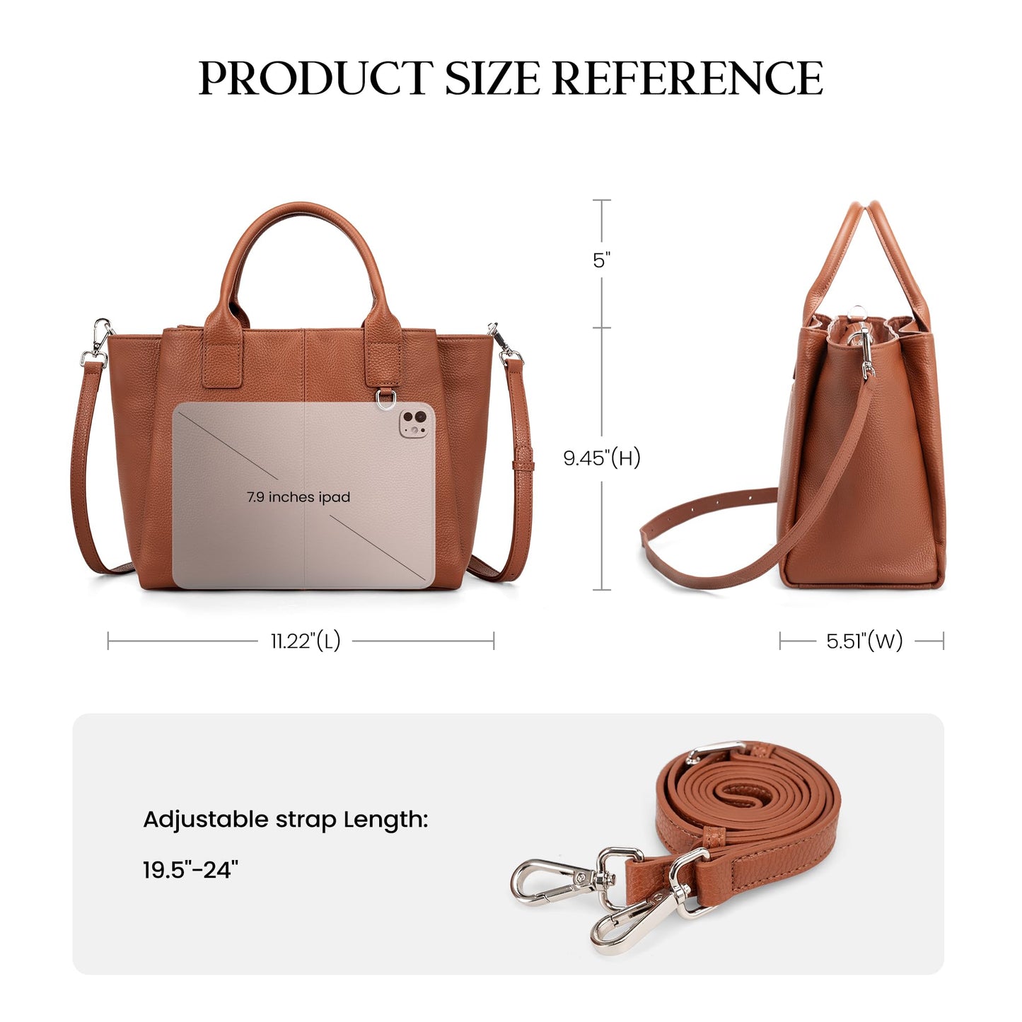befen Genuine Leather Satchel Purse for Women, Ladies Crossbody Shoulder Bags Top Handle Tote Bag for Travel, Work, Office - Brown