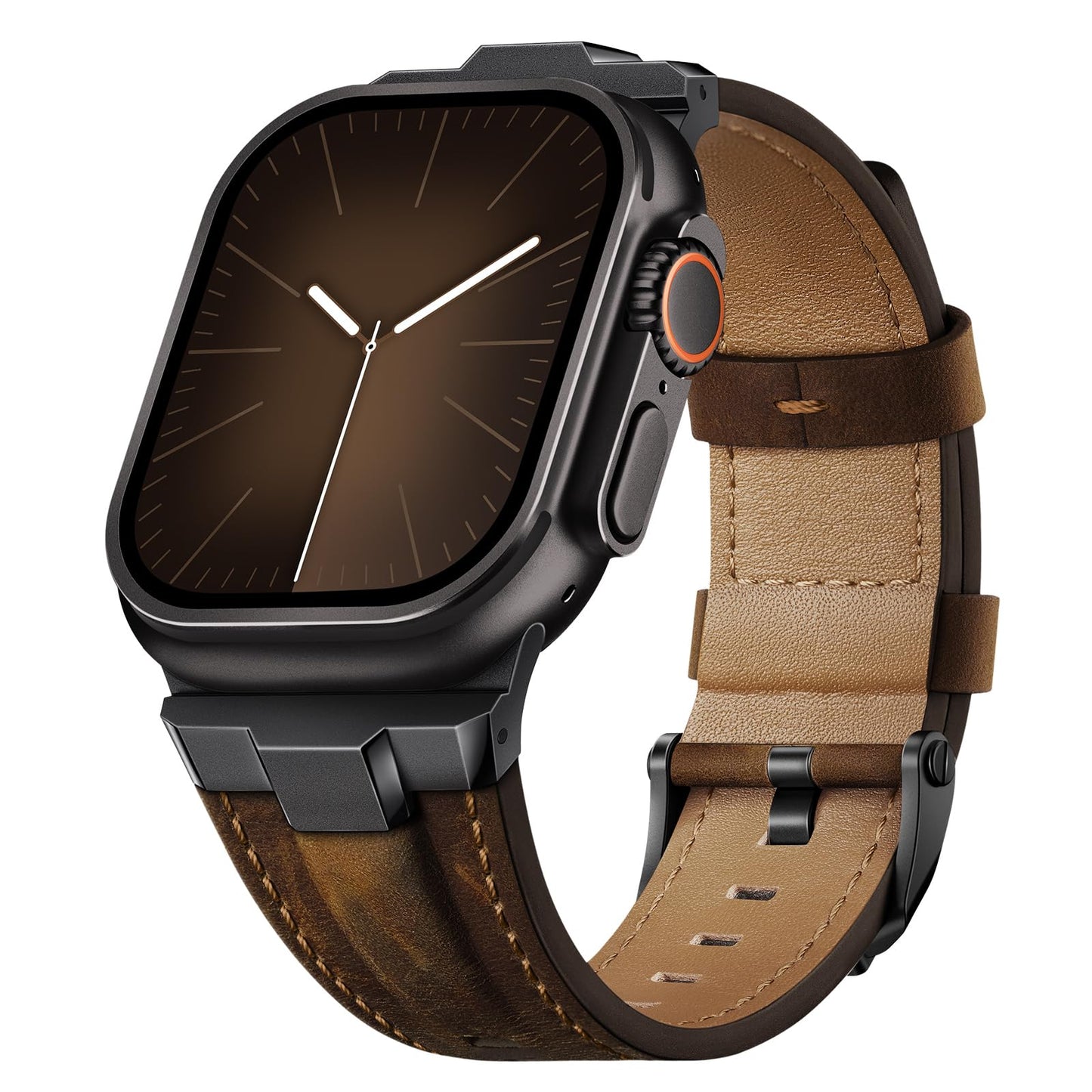 Suitisbest Leather Bands Compatible for Apple Watch Ultra Band 49mm 46mm 45mm 44mm 42mm, Genuine Leather Replacement Strap for iWatch Series 11 10 9 8 7 6 5 4 3 2 1, SE 3 2 1, Ultra 3 2 1