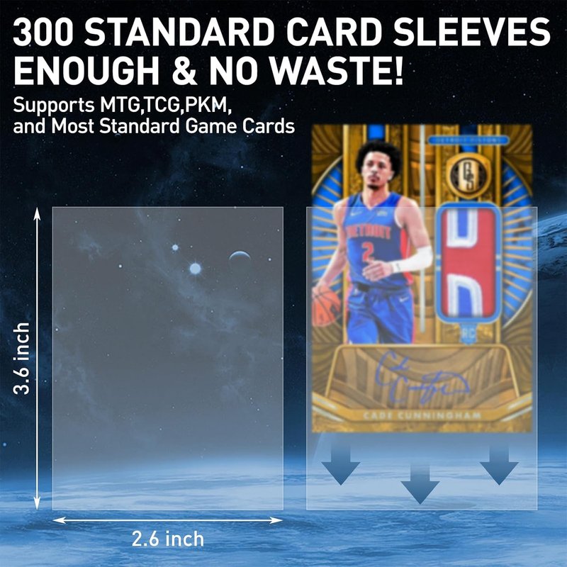 Card Sleeves - 300 Clear Plastic Trading Card Protectors for Baseball, Sports & MTG | 3.6" L x 2.6" W