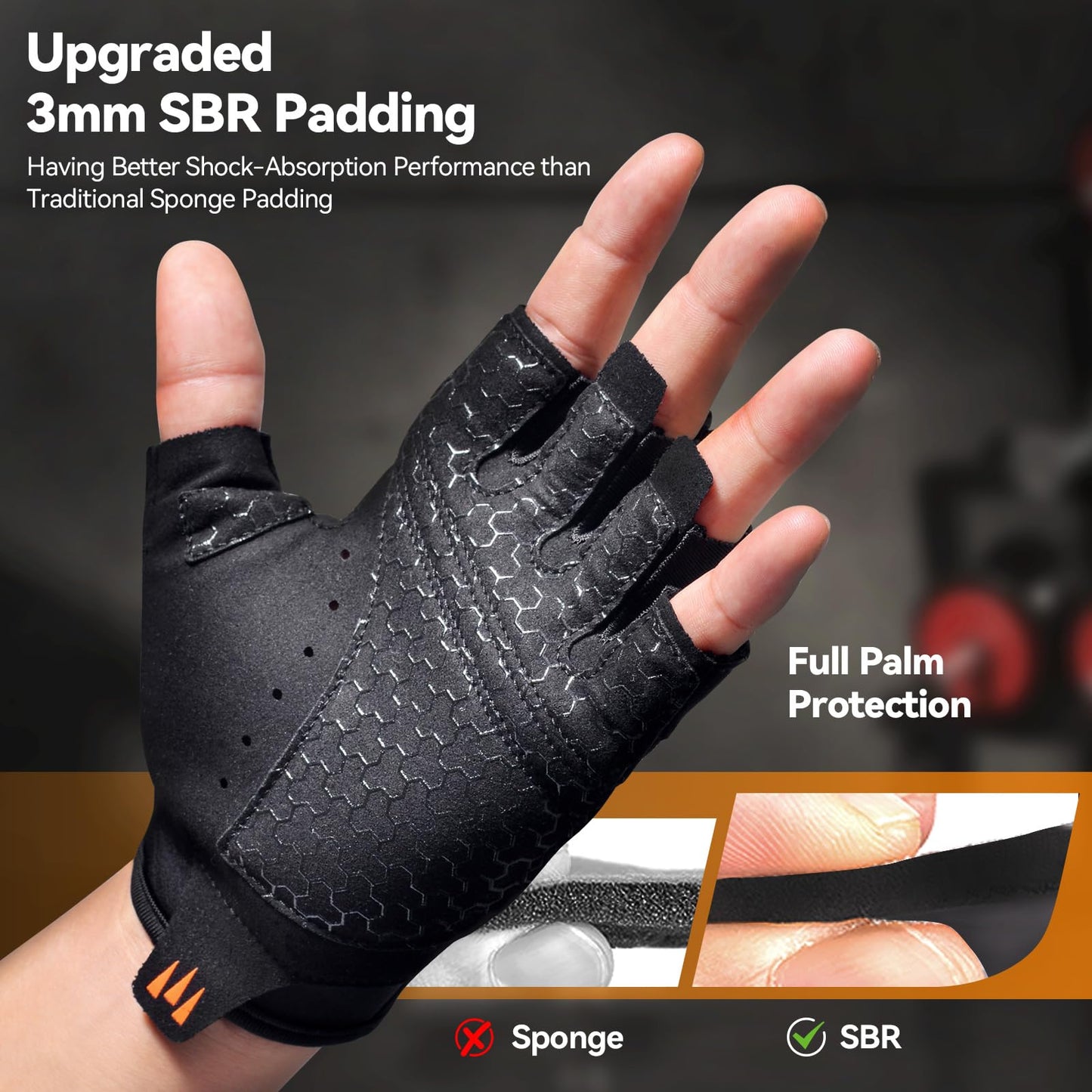 JOBGAIN Workout Gloves for Women and Men, Breathable Weight Lifting Gloves, Grip & Shock Absorption, Full Palm Protection, for Gym Exercise, Fitness, Training & Cycling, Black, Size S