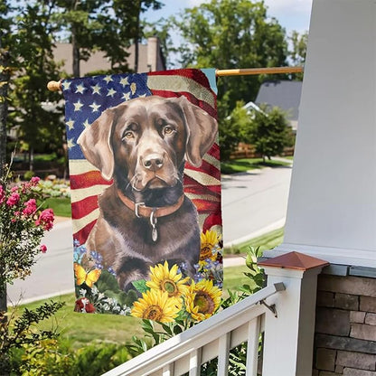 Labrador American Flag Patriotic Dog Garden Flag Welcome Party Outdoor Outside Decorations Picks Home House Garden Yard Decor 12x18 Inch