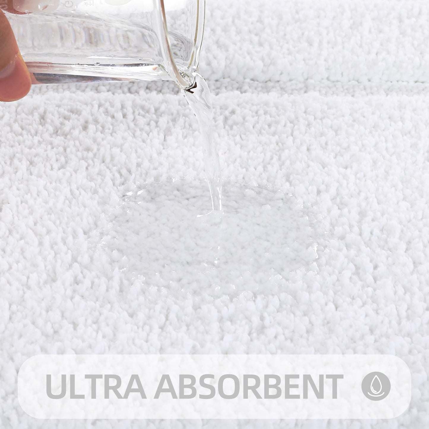 ZOESIOER Bathroom Rugs Sets 2 Piece, Ultra Absorbent Soft Bath Rug, Machine Washable Microfiber Non-Slip Bath Mat for Bathroom Floor, Tub, Toilet, Shower Room, White