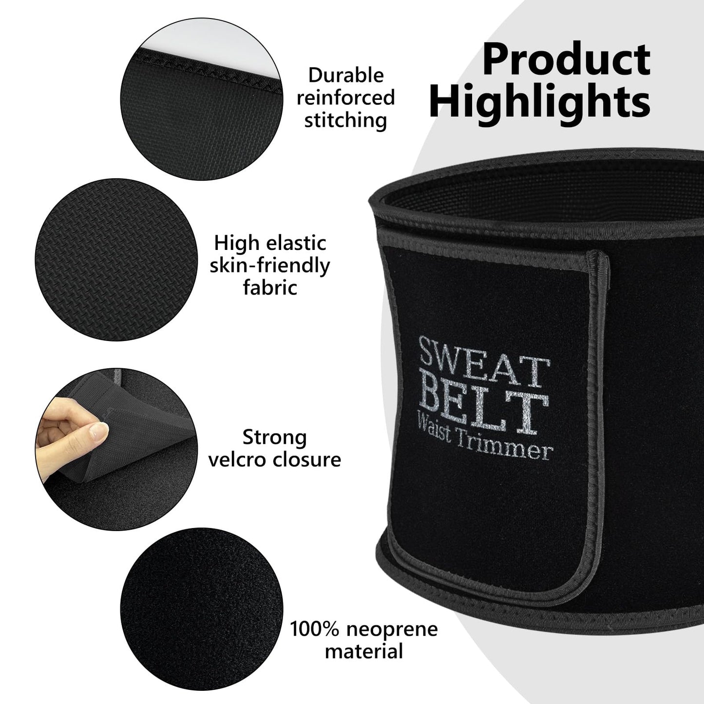 AMZBOSS Waist Trainer for Women Lower Belly Fat, Waist Sweat Band for Women, Belly Band Sweat Belt, Stomach Wrap with Pocket (Black, Medium)