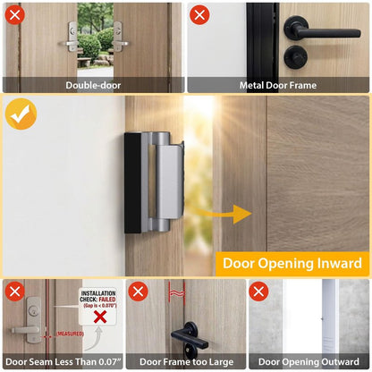 Home Security Door Lock, 2 Pack Childproof Door Reinforcement Lock with 3 Inch Stop Withstand 800 lbs for Top Front Inward Swinging Door, Upgrade Flip High Night Lock to Defend Your Home Kids