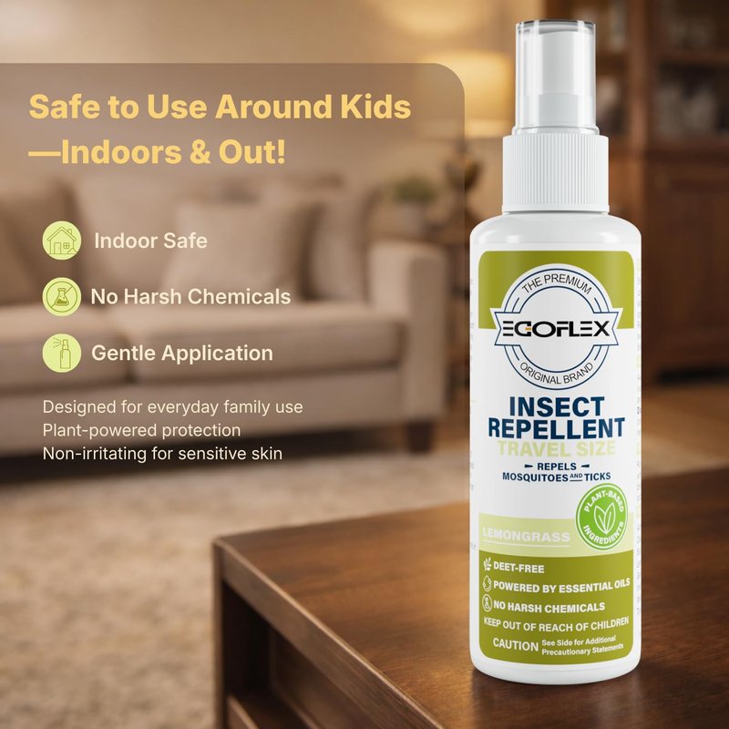 3-Pack Mosquito Repellent Spray - DEET-Free Bug Spray Travel Size TSA Approved - Mosquito, Tick & Insect Killer Deterrent with Natural Essential Oils - Lemongrass Scent - Safe for Family - 3 Fl Oz
